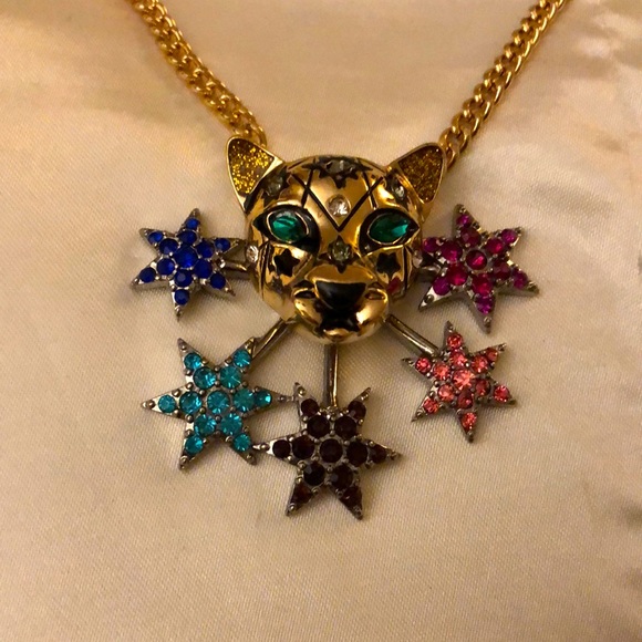 Betsey Johnson Gold Tone Leopard & Shooting Star Pendant Necklace NWT - Picture 15 of 16